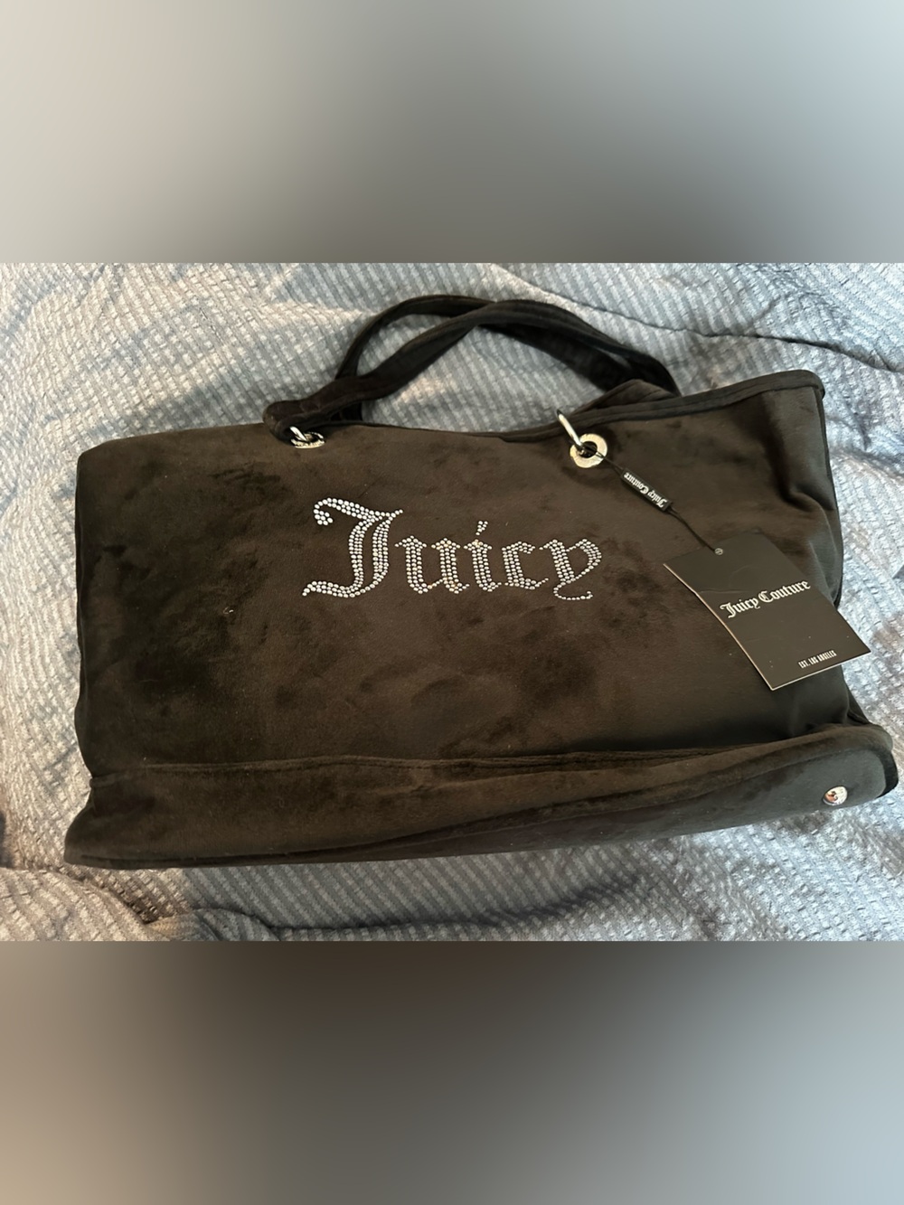 Juicy Couture Black Velour Tote Bag